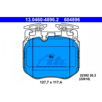 ATE 13.0460-4849.2 Brake pad set for BMW 1 Series excl. wear warning contact, prepared for wear indicator