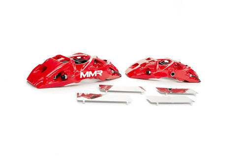 MMR Performance 6-Piston Front Cup Kit Big Brake Kit 355mm Red for BMW F2x/F3x (M135i M140i M235i M240i) - Forged Monoblock Calipers, 2-Piece Floating Grooved Discs, Braided Lines