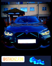 Load image into Gallery viewer, Blue Luminescent V bar sticker overlay vinyl for your BMW
