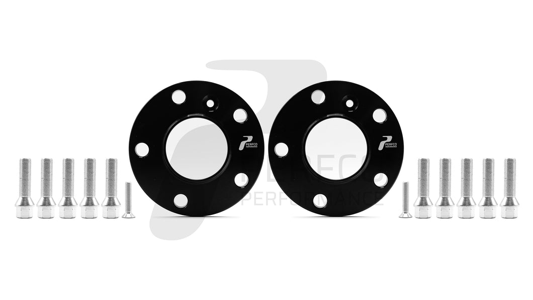 Perfco Performance Hubcentric Wheel Spacers for BMW 5 Series E12 (1972–1981) | 5x120 PCD, 72.5mm Centre Bore | Billet Aluminium, Black Anodised | Includes Extended Bolts | Made in Italy