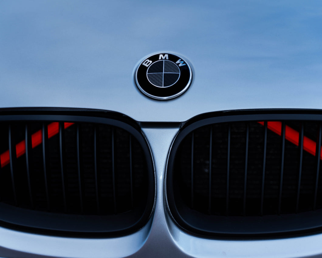 Black Carbon and Dark Grey Badge Emblem Over lays BMW