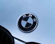 Load image into Gallery viewer, Silver and Gloss Black Carbon effect Badge Emblem Over lays BMW
