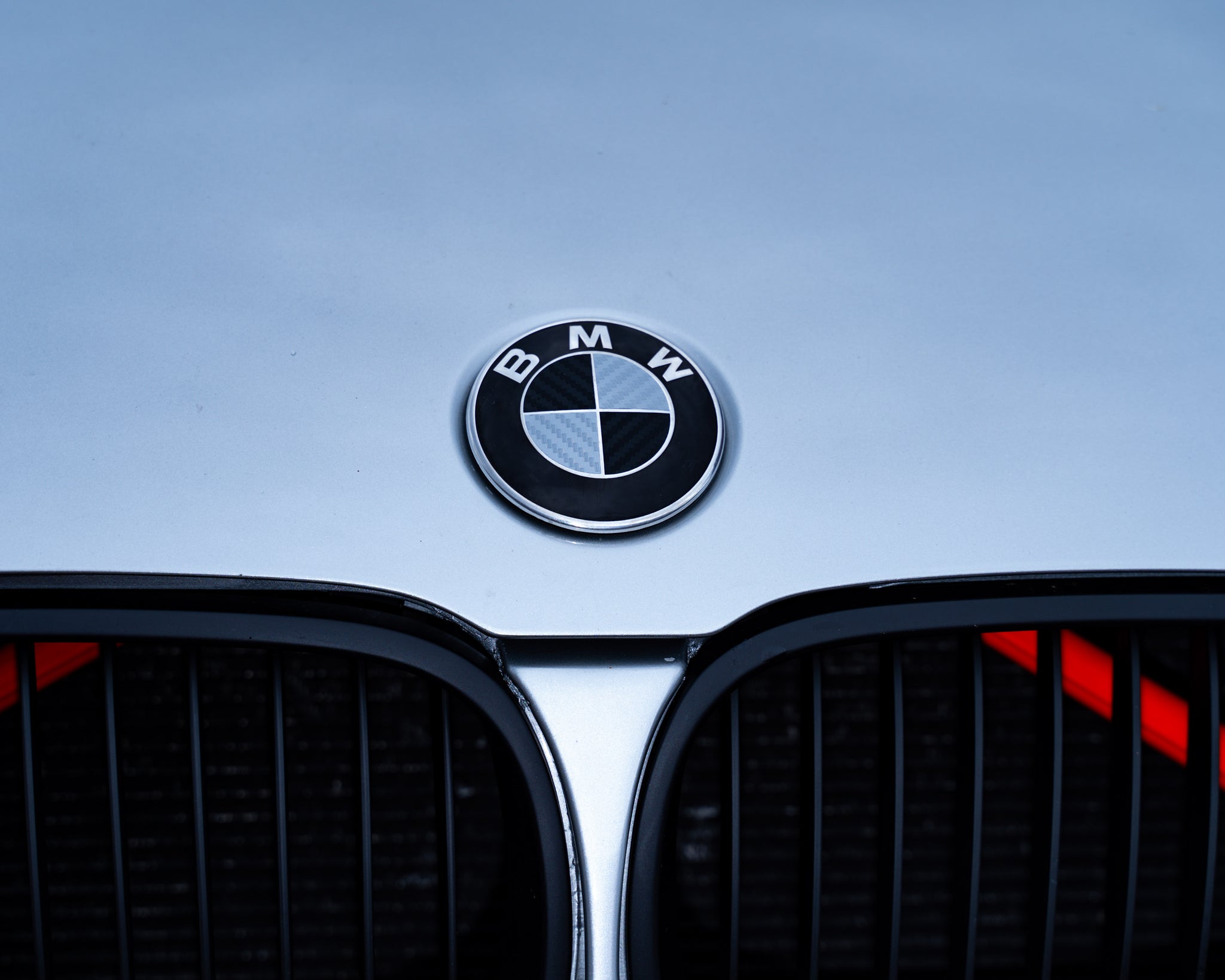 BMW Silver & Gloss Black Carbon effect Badge Emblem Overlays