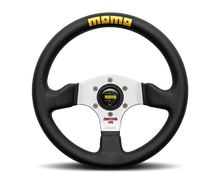 Load image into Gallery viewer, MOMO Street Competition EVO 320mm Black Leather Racing Steering Wheel - Performance Track Day, Black Spokes
