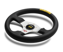 Load image into Gallery viewer, MOMO Street Competition EVO 320mm Black Leather Racing Steering Wheel - Performance Track Day, Black Spokes
