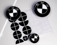 Load image into Gallery viewer, White and Gloss Black Badge Emblem Over lays BMW
