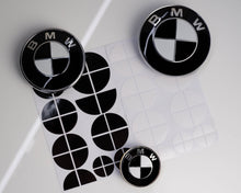 Load image into Gallery viewer, White and Gloss Black Badge Emblem Over lays BMW
