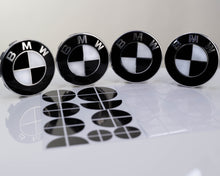 Load image into Gallery viewer, White and Gloss Black Badge Emblem Over lays BMW
