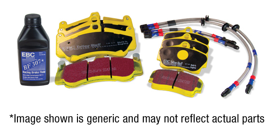 EBC Yellowstuff Street & Track Brake Pads + Braided Brake Lines Kit for BMW 135i E82 1 Series (2007-2010) - Front & Rear - DP41995R DP41996R BLA1010-6L - Includes BF307+ Super DOT 4 Fluid - PLK1019