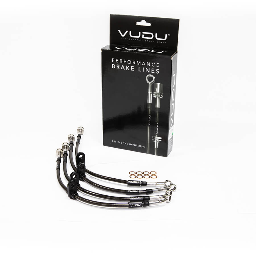 VUDU Stainless Steel Braided Brake Line Kit for BMW M135i & M140i (F20/F21 1 Series) - Performance Uprated Brake Hoses Front & Rear - VUDUBL04