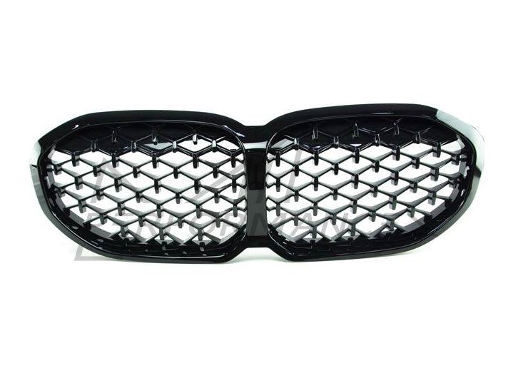 Genuine BMW 1 Series F40 M Performance Shadowline Front Bumper Diamond Mesh Kidney Grille – High Gloss Black OEM – Fits 2018–Present 116d 118i 120d xDrive M135i xDrive – Part No. 51135A39370