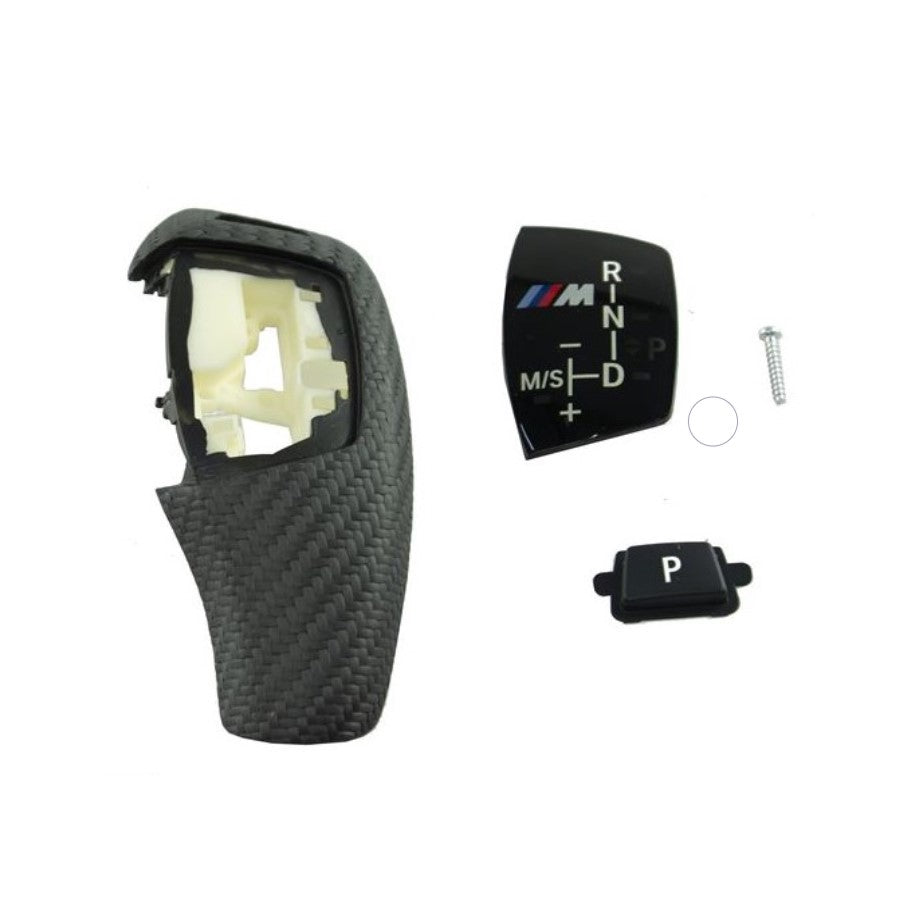 Genuine BMW M Performance Carbon Fibre Gear Knob/Shift Selector Trim (OEM) - F20 F21 F22 F23 F30 F31 F34 F32 F33 F36 F07 F01 F02 F03 F04 F25 F26 - M135i 340i 550i xDrive X3 35i - Part 61312250696