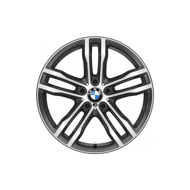 Genuine BMW 19 Inch Rear Alloy Wheel Orbit Grey Style 704M 19x8.5J ET47 - F30 F31 F32 F33 F36 3/4 Series - 5x120 5 Double Spoke - OEM PN 36117856711 (Fits 335i 340i 430i xDrive 440i xDrive)