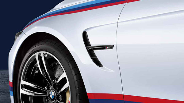 Genuine BMW M3 F80 LCI M Performance Gloss Black Fender Grilles / Side Gills / Air Breathers (Pair) - OEM Side Vents 2014-2019 | Part Nos 51148068587, 51148068588
