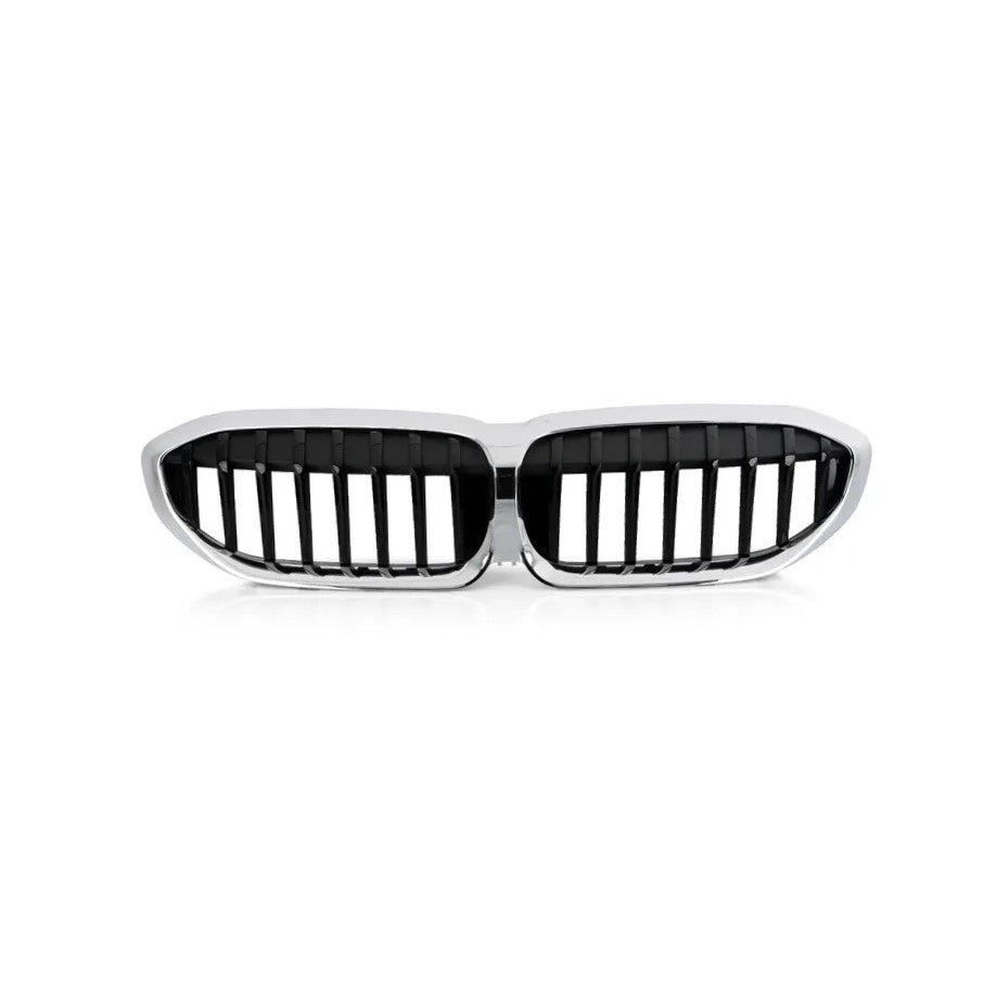 Genuine BMW 3 Series G20 G21 Chrome Front Kidney Grille (Without Camera Cutout) | OEM Replacement for 320i 330d 330e M340i | Fits 2018-2019 Saloon & Touring | Part 51137449428