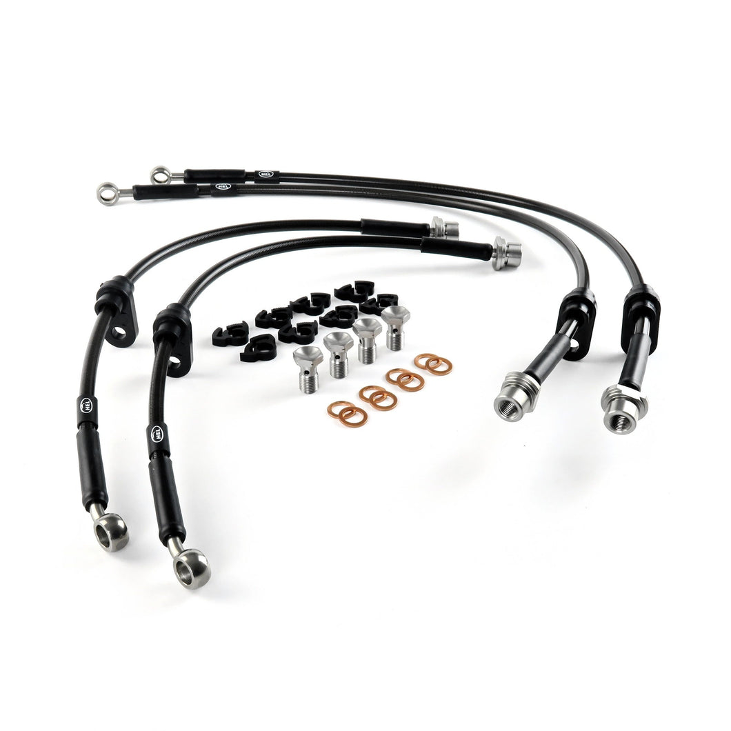 HEL Performance Toyota GR Yaris 1.6 2020+ Braided Brake Lines Kit – Stainless Steel Front & Rear Hoses with Stainless Fittings – TOY-4-151