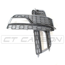Load image into Gallery viewer, AUDI A5 S5 B8.5 2016 ALL BLACK HONEYCOMB FOG LIGHT SURROUNDS
