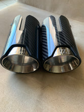 Load image into Gallery viewer, Pair of Silver BMW Exhaust tips for BMW&#39;s with a twin exit
