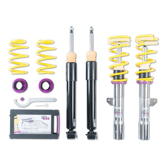KW Suspension Street Comfort Coilover Kit for BMW 3 Series E46 (1998–2007) – Height Adjustable 10–40mm, 16-Click Rebound, Stainless Inox-Line – Fits 316i 318i 320i 323i 325i 328i 318d 320d – 18020051