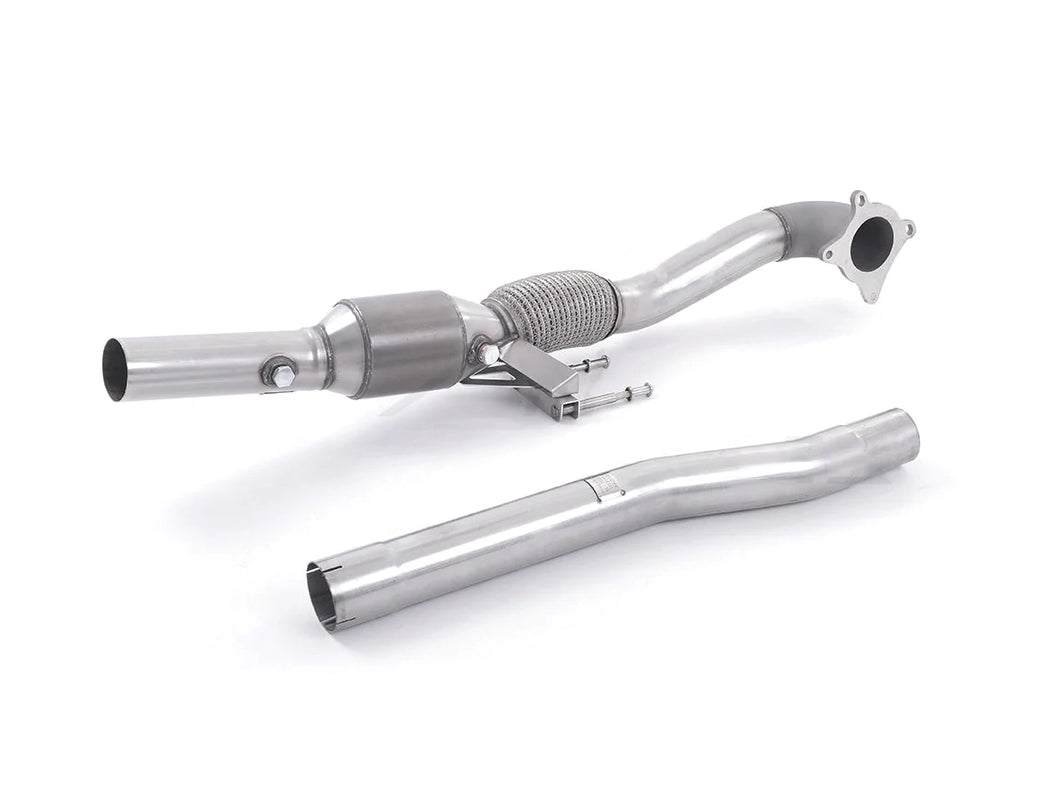 Milltek Sport Large Bore Cast Downpipe w/ 200 Cell Race Cat (3.0in/76mm) - For Milltek 2.75in Cat-Back - Audi/VW/SEAT/Skoda 2.0 TFSI/TSI: A3/S3 8P, Golf GTI Mk5 Mk6, Golf R, Scirocco R, Leon Cupra, Octavia vRS - Stage 2 - SSXAU200R