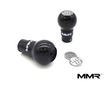 Load image into Gallery viewer, MMR Performance Weighted Billet Gear Shift Knob for BMW 6-Speed Manual - 300g CNC Machined Aluminium, Black Anodised, Includes 6-Speed/Logo Top - Fits All BMW 6MT Models
