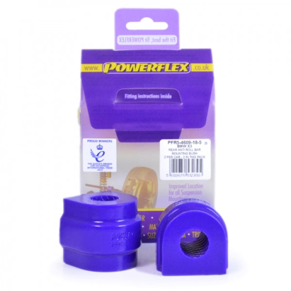 Powerflex BMW X3 E83 Rear Anti Roll Bar Bushes 18.5mm (Pair) – Polyurethane ARB/Stabiliser/Sway Bar – PFR5-4609-18.5 – OEM 33503411987 (2003–2010)