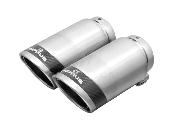 Remus Quad Exhaust Tips Tailpipe Set for Audi A3 8V, S3, RS3 & BMW 3 Series E90/E92/E93 335i, M3 – 84mm/90mm – Stainless/Carbon/Black Chrome – Direct-Fit, EC Approved