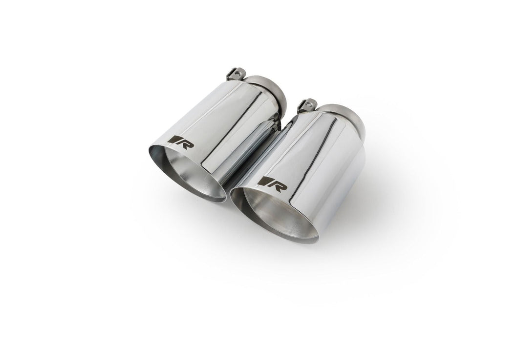 Remus 102mm Tailpipe Set (Pair) with New R Logo - Exhaust Tips for BMW 1 Series F40 M135i xDrive & MINI F54 JCW Clubman ALL4 (GPF) | Fits Remus Systems | Chrome or Carbon/Titanium | Also Fits MINI F56 Cooper S