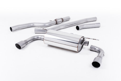 Milltek Cat-Back Exhaust for BMW F32 428i Coupe (N20, Automatic) 2014-2020 - 435i-Style Dual-Outlet Conversion - Non-Resonated, Titanium Tips - T304 Stainless - Requires 435i M Sport Rear Valance - No Tow Bar - SSXBM1022