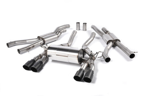 Milltek Cat-Back Race Exhaust for BMW M4 F82 Coupe/F83 Convertible & M4 Competition 2014-2018 (Non-OPF) - Cerakote Black Tips - OE Cutting Required - SSXBM996