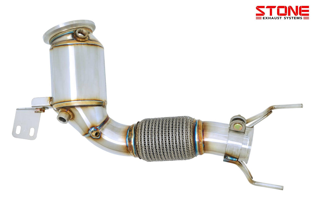 Stone Exhaust Eddy Catalytic Downpipe (Catted) for BMW & MINI B48/B48E F39 F40 F44 F45 F46 – Euro 6 MOT Friendly – X2 20i/28i, 220i, M135i xDrive, M235i xDrive, MINI Cooper S F55 F56 F60 – High-Flow SUS304 Bolt-On | OPF/Non-OPF