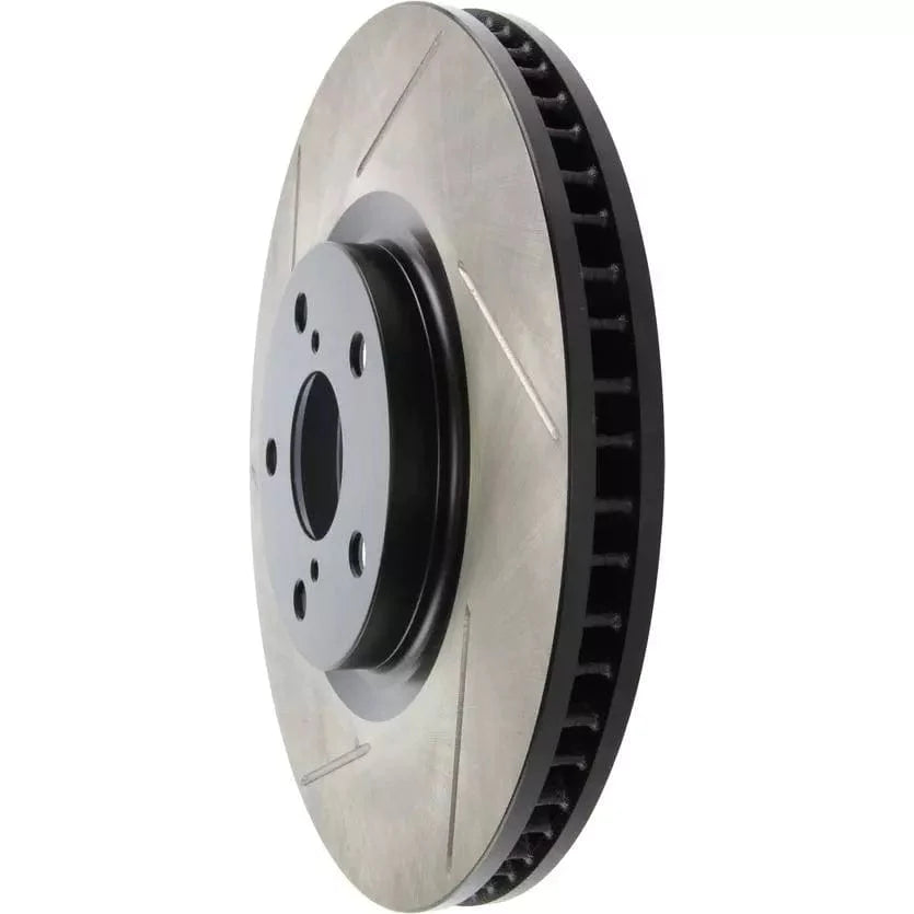 StopTech Sport Slotted Front Brake Disc for Toyota MR2 SW20 (1989-1999) - 323mm Vented High-Carbon Rotor, Black E-Coated, 5x114.3 - LH/RH - 126.44103SL / 126.44104SR