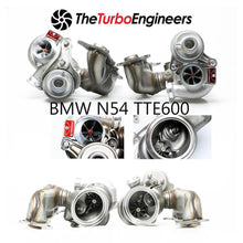 Load image into Gallery viewer, TTE600 BMW N54 Hybrid Twin Turbo Upgrade by TheTurboEngineers - 135i, 335i, 535i, Z4 35i (E82 E90 E92 E60), Plug-and-Play Stock Location, 600+ HP, Billet Compressor, 9-Blade Turbine, Upgraded Wastegate
