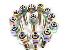 Load image into Gallery viewer, VTT Titanium Wheel Stud Kit 75mm Grade 5, 10/20pc, M14x1.5, M14x1.25 to M14x1.5, M12x1.5, with Titanium Lug Nuts, Burnt/Black/Raw, BMW Toyota GR Supra A90 Audi VW VAG Honda, Lightweight Wheel Stud Conversion UK
