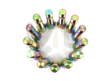 Load image into Gallery viewer, VTT Titanium Wheel Stud Kit 75mm Grade 5, 10/20pc, M14x1.5, M14x1.25 to M14x1.5, M12x1.5, with Titanium Lug Nuts, Burnt/Black/Raw, BMW Toyota GR Supra A90 Audi VW VAG Honda, Lightweight Wheel Stud Conversion UK
