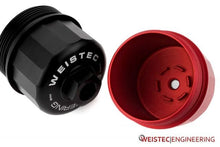 Load image into Gallery viewer, Weistec Engineering BMW S63/S63TU Billet Oil Filter Housing Cap w/ Drain Plug - M5 F10/F90, M6 F06/F12/F13, X5M F85, X6M F86 - CNC 6061 Aluminum, Red/Black, OEM Replacement
