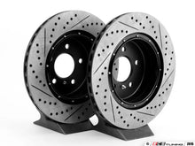 Load image into Gallery viewer, ECS Tuning 2-Piece Lightweight Rear Brake Rotors (Pair) 336x22mm - Direct Bolt-On, Cross-Drilled &amp; Slotted, Semi-Floating - Fits BMW E9x (E90/E92/E93 335i 335d 330i) and E84 X1 xDrive35i
