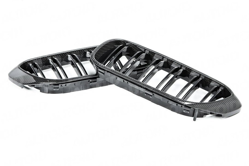 AUTOID BMW 5 Series G30 (2016+) & F90 M5 (2017+) Carbon Fibre (Carbon Fiber) Double Slat Kidney Grilles – OEM+ 2x2 Weave, UV Gloss | Fits 518d, 530e, M550i xDrive