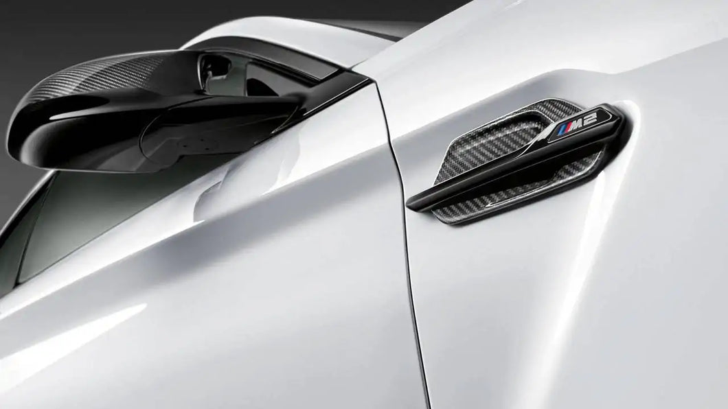 Genuine BMW M Performance Carbon Fibre Fender Grilles (Pair) for F87 M2 & M2 Competition – OEM Side Gills/Air Breathers – 51712453942/51712453943