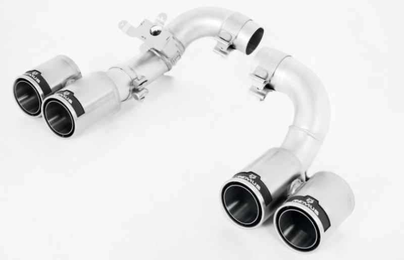Remus 84mm Chrome/Carbon Quad Tailpipes for BMW 335i & 435i (N55) F30 F31 F32 F36 - Exhaust Tips for Remus Rear Silencer, Valve-Controlled, xDrive Compatible - P/N 086512 1684C