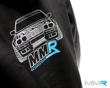 Load image into Gallery viewer, BMW E30 Hoodie by MMR Performance (Official) - Premium Unisex Motorsport Hoodie, Super-Soft 50/50 Cotton-Poly, Brushed Fleece Lining, Logo Front &amp; E30 Back Print - Classic BMW Car Enthusiast Apparel UK
