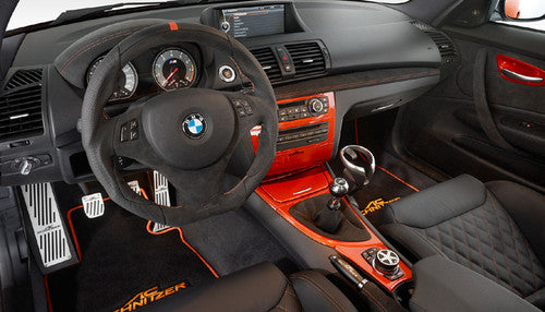 AC Schnitzer Luxury velour floor mats with stitching in orange BMW 1M coupÃ© (E82)