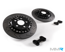 Load image into Gallery viewer, MMR Performance 325mm Rear Brake Upgrade Kit for Mini F56 F55 F54 (2013+) - 2-Piece Floating Grooved Discs with Caliper Relocation - Fits Cooper, Cooper S, Cooper SD, JCW
