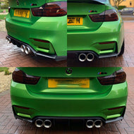 BMW M3 M4 F80 F82 F83 Real Carbon Fibre M Performance DTM V Style Rear Diffuser - 3 Piece - Fits 2014-2020 - UK Stock