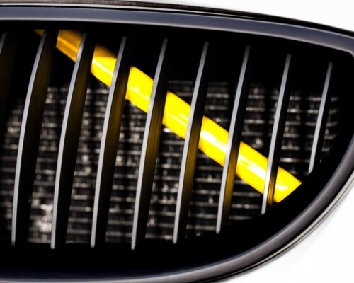 Yellow Luminescent V bar sticker overlay vinyl for your BMW