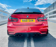 BMW M3 M4 F80 F82 F83 2014-2020 High Gloss Real Carbon Fibre Rear Diffuser M Performance Style with F1 Rain Brake Light UK Stock Fast 2 Day Shipping
