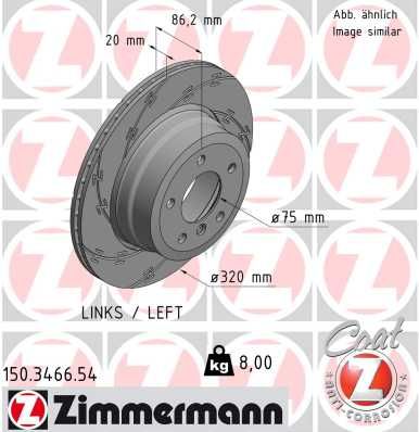 Zimmermann 150.3466.54 Brake Disc Rotor 320mm x 20mm for BMW 5 Series - Slotted, Externally Vented, High-Carbon, Anti-Corrosion Coated Performance Upgrade
