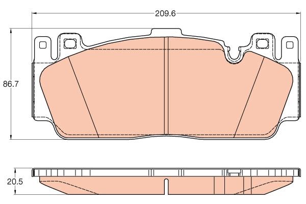 TRW GDB2020 Brake Pad Set - Prepared for Wear Indicator - Fits BMW M5 F10, M6 F12/F13/F06, M2 F87 (Competition/CS) - OEM Quality Replacement