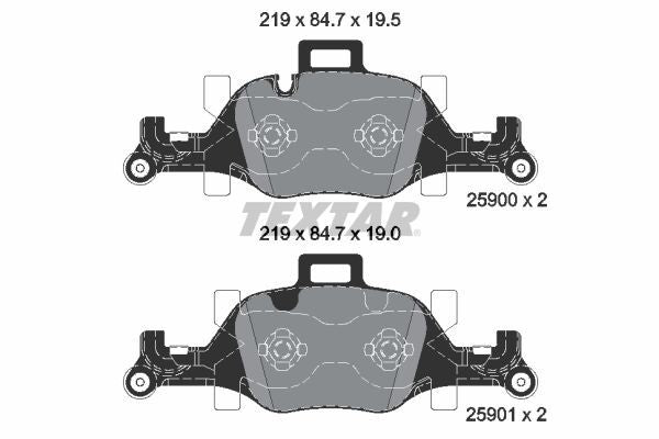 TEXTAR 2590002 Brake pad set for BMW 7 (G11, G12) prepared for wear indicator, with counterweights