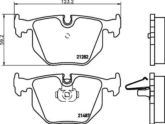 Hella 8DB 355 006-691 (8DB-355-006-691) Disc Brake Pad Set for Teves Callipers, Prepared for Wear Indicator – BMW E46 325i 330i 330d 330xi 330xd 330Ci 330Cd | BMW X3 E83 | Range Rover L322